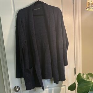 Dark blue Open Front Cardigan